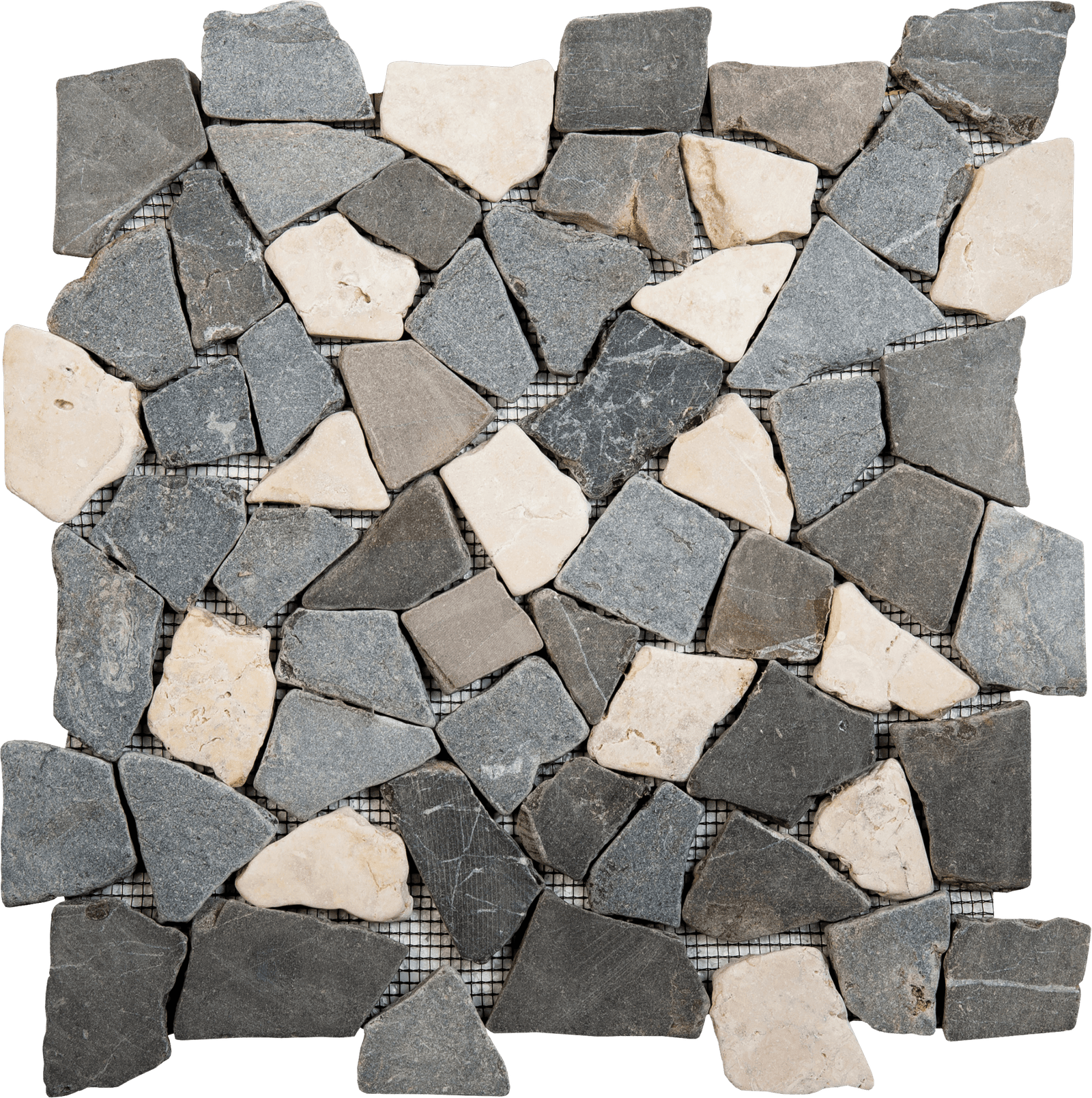 DCP065 - White Grey Black Mix Random Stone Mosaic 12"x12"