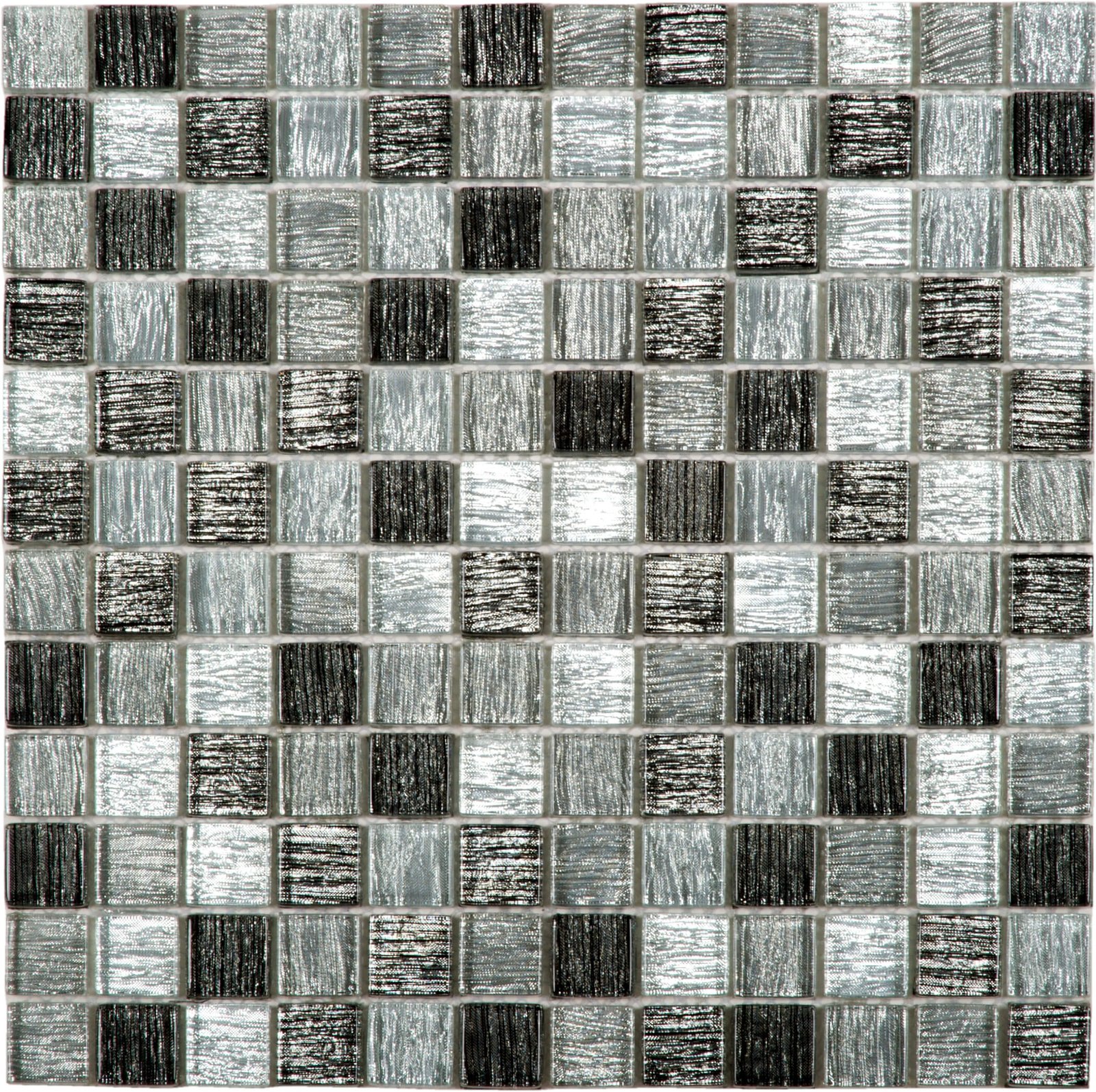 DCP084 - Glass Polished Grey Mix 1"x1" Mosaic 11.8"x11.8"