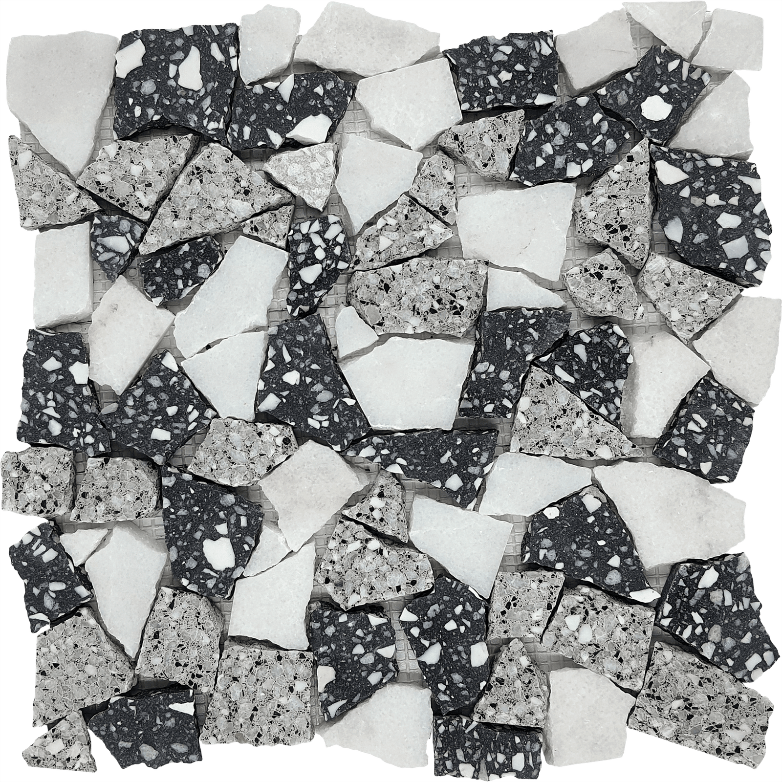 DCP188 - Mini Opus Terrazzo Marble White Grey Black Mix Mosaic Tile