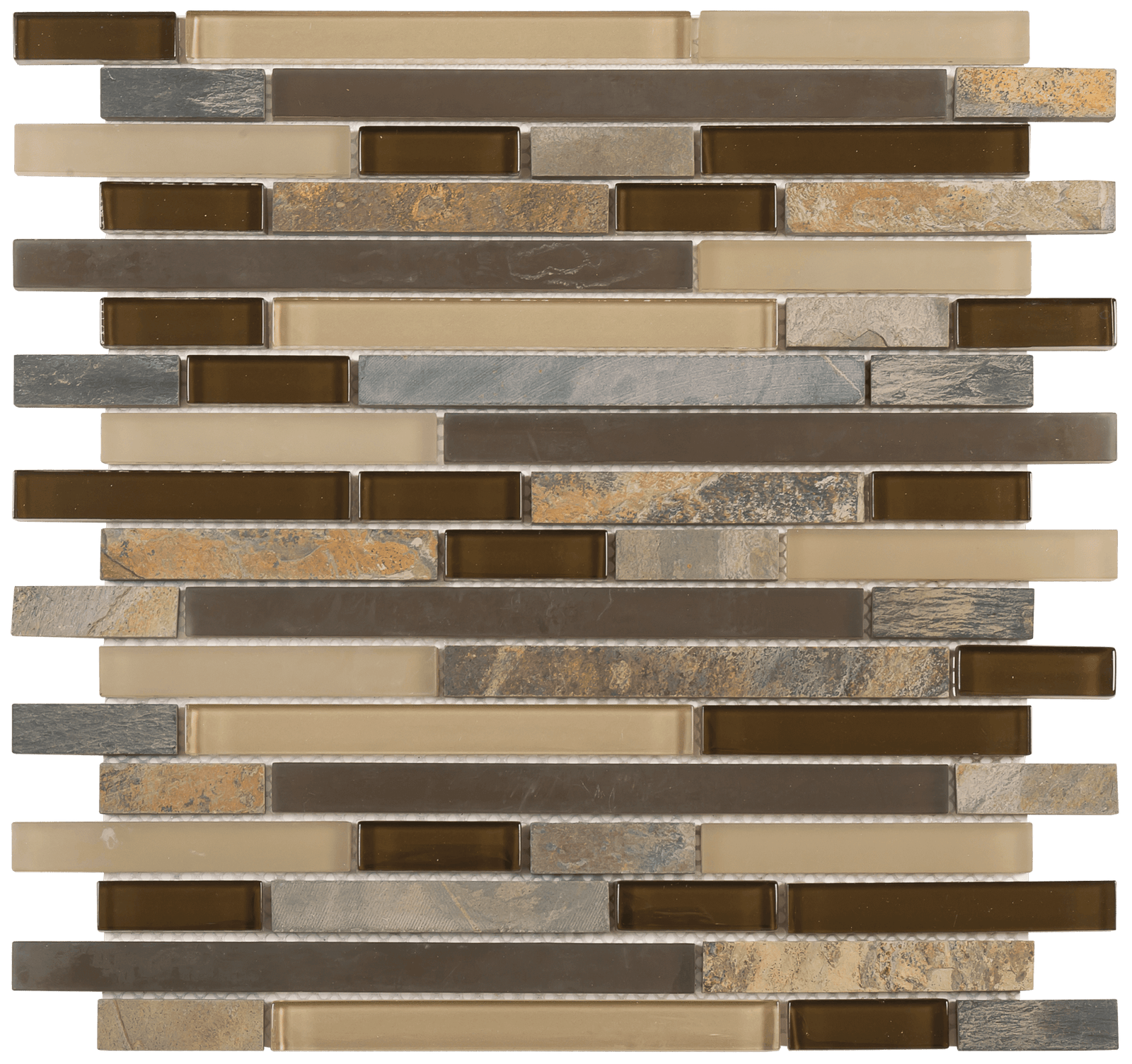 DCP070 - Beige Brown Mix Slate & Glass Mosaic 12"x11.6"