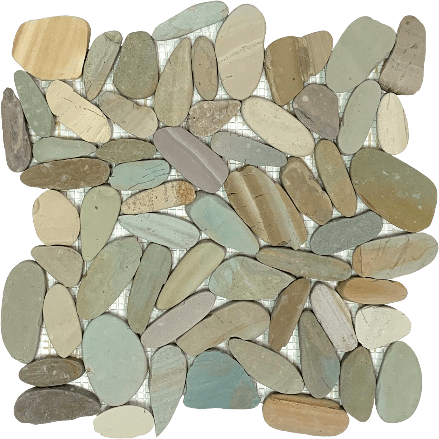 DCP053 - Mix Beige Brown Sliced Pebble 12"x12"