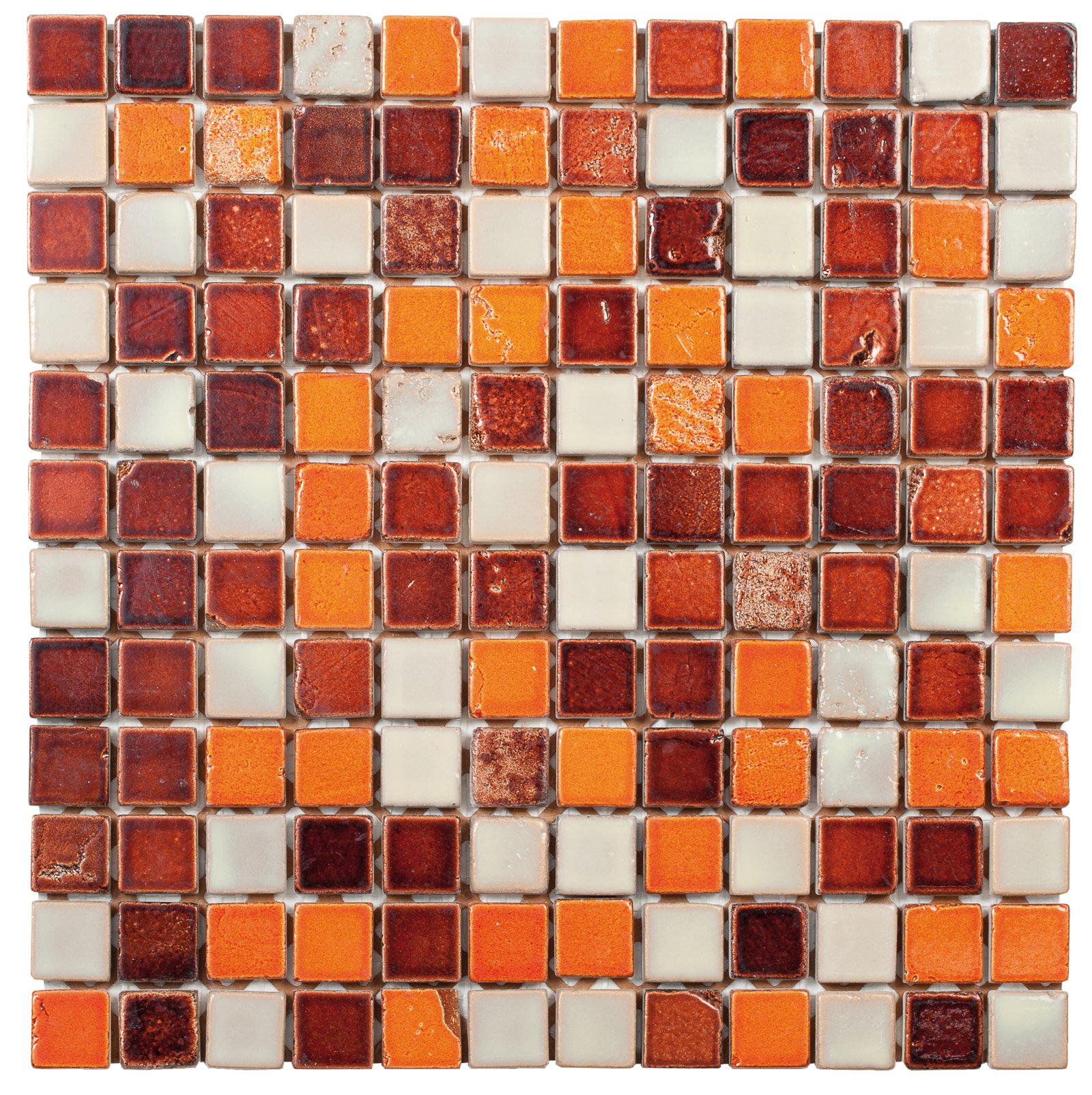 DCP093 - Brown/Beige/Orange Mix Mosaic 1"x1" - Sheet 12"x12"