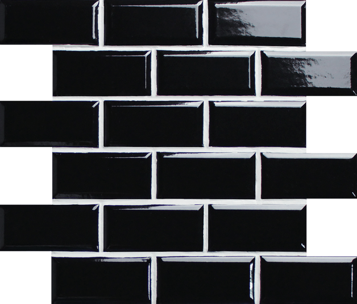 DCP181 - 2"x4" Mini Subway Black Glazed Porcelain Tile